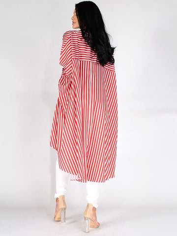 Stripe Print High Low Hem Top