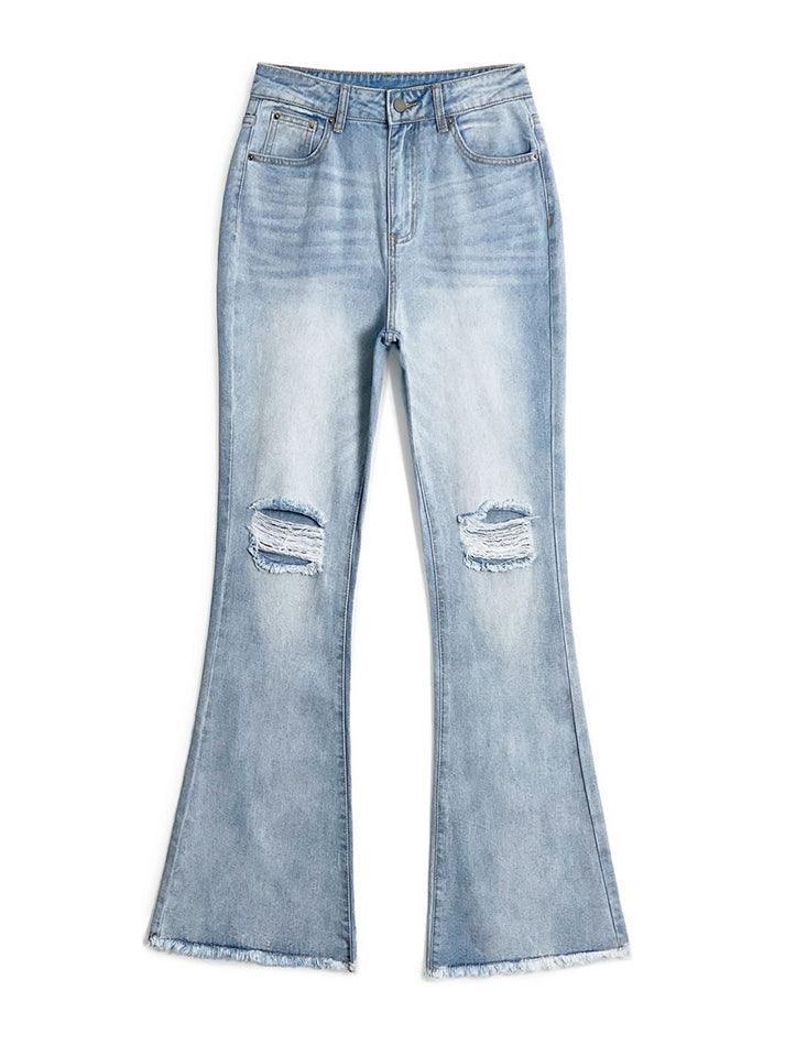 Distressed High Waist Ripped Jeans – Omcne