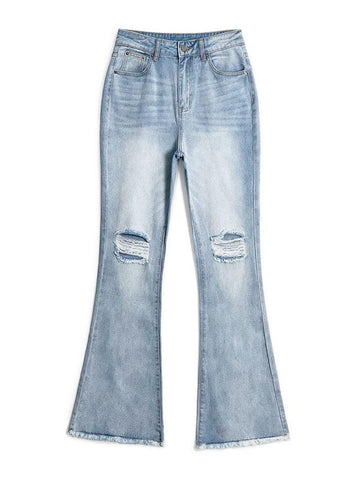 Zerrissene Jeans mit hoher Taille im Used-Look