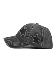 Distressed Wash Sequin Star Baseball Cap