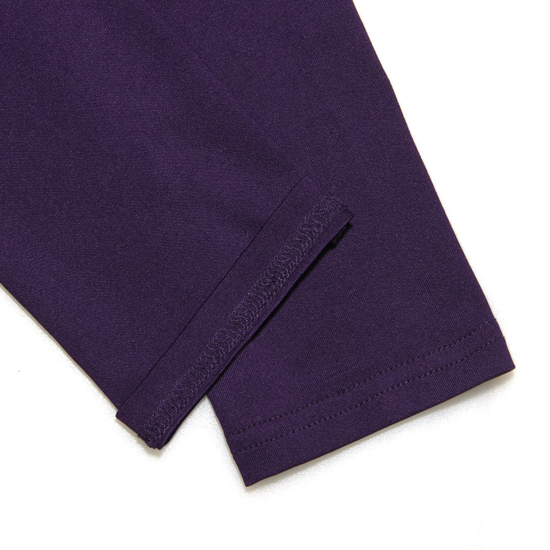 Vestido largo ajustado de manga larga en color liso - Morado