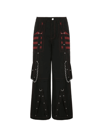 Schwarze Cargohose mit Ösenriemen