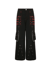 Eyelet Strap Black Cargo Pants