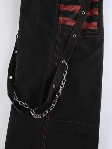 Pantalones cargo negros con correa de ojal