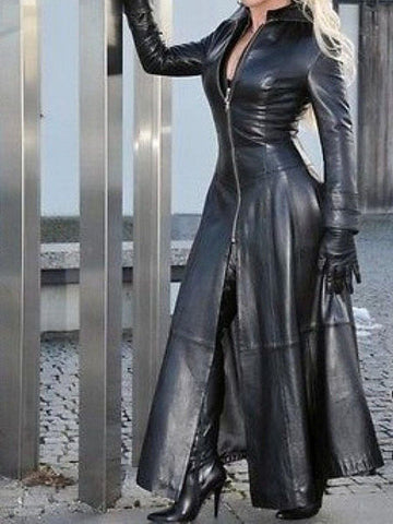 PU Zipper Design Coat