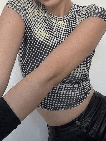 Crop Top mit verblasstem Polka Dot-Print