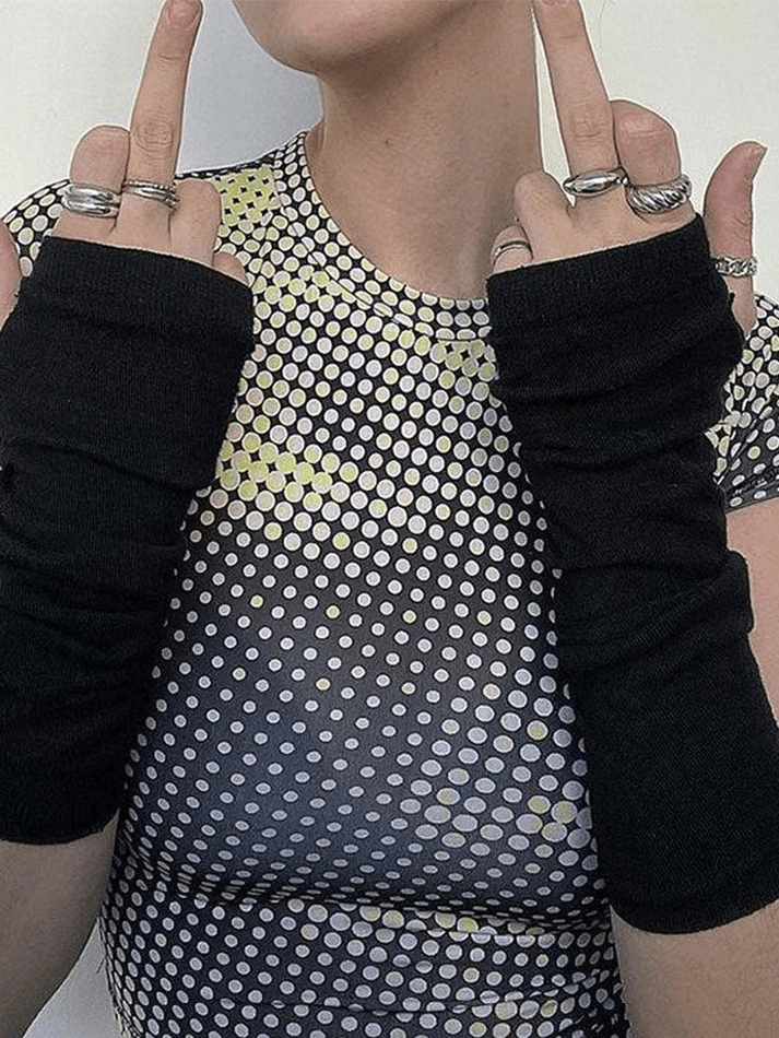 Crop Top mit verblasstem Polka Dot-Print