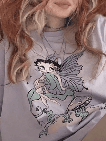 Camiseta con estampado de dibujos animados de hadas