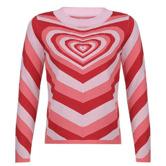 Printed High Neck Pullover Sweater - Pink