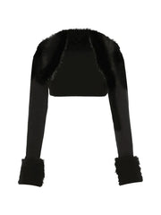 Fur Trim Black Shrug Jacket