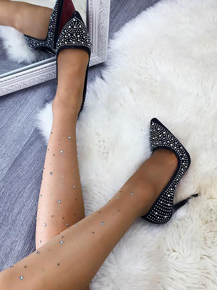 Tacones de aguja para fiesta con diamantes de imitación