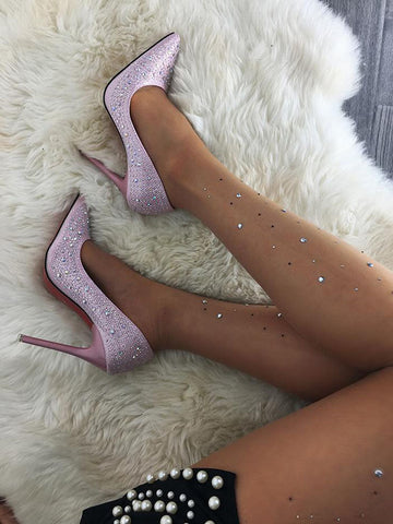 Tacones de aguja para fiesta con diamantes de imitación