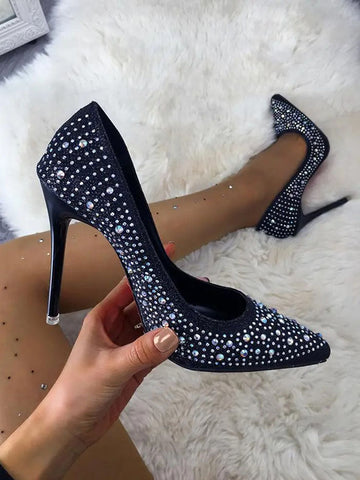 Tacones de aguja para fiesta con diamantes de imitación