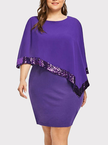 Cold Shoulder Overlay Sequins Dress