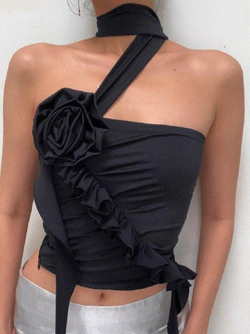 Bandeau-Top mit Blumenverzierung