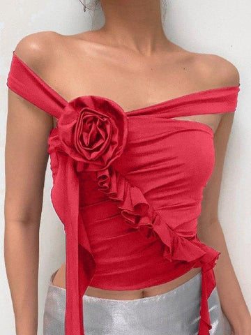 Bandeau-Top mit Blumenverzierung