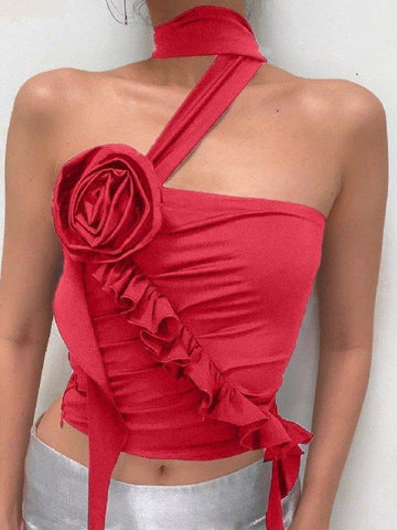 Bandeau-Top mit Blumenverzierung