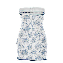 Floral Lace Trim Tie Front Strapless Mini Dress - Blue