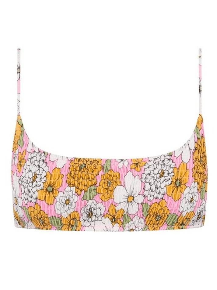 Conjunto de bikini fruncido con estampado floral