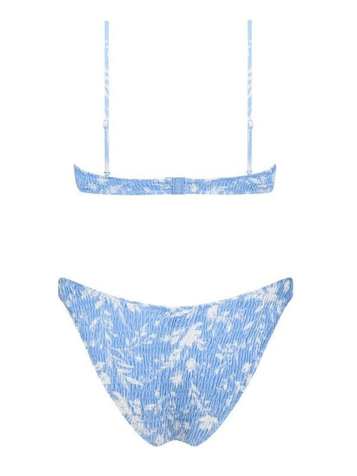 Gesmoktes Bikini-Set mit Blumenmuster