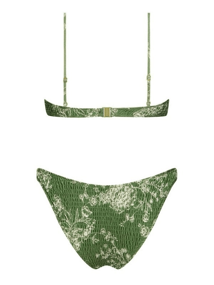 Gesmoktes Bikini-Set mit Blumenmuster