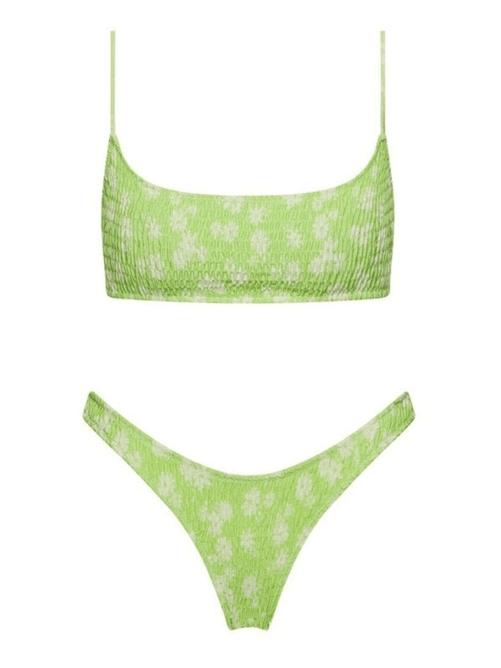 Conjunto de bikini fruncido con estampado floral