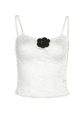 Kurzes Cami-Top aus Spitze mit Blumendetail