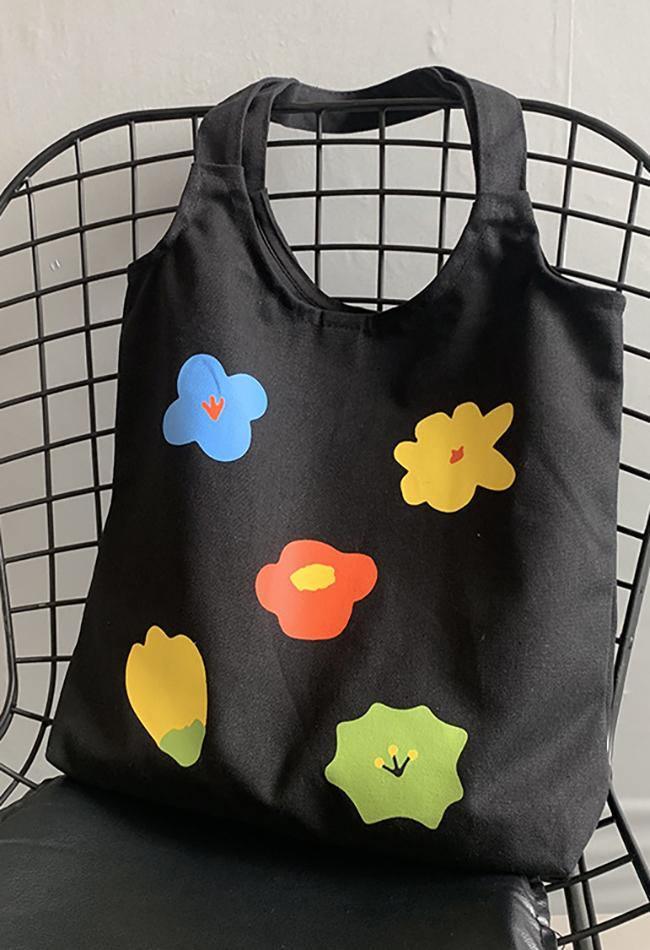 Bolsa de lona con estampado de flores