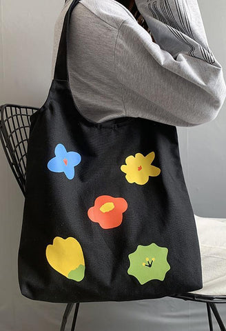 Bolsa de lona con estampado de flores