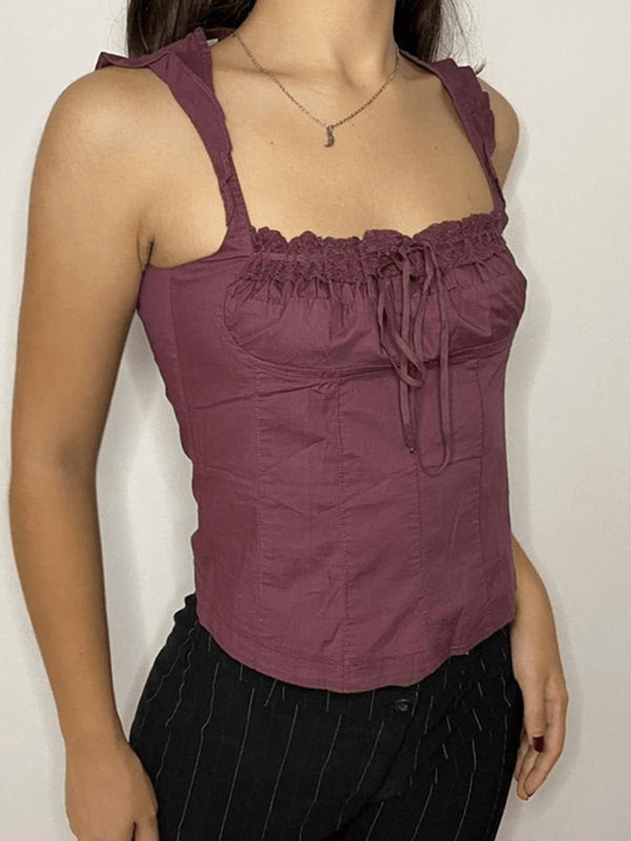 Flutter Sleeve Lace Up Corset Top