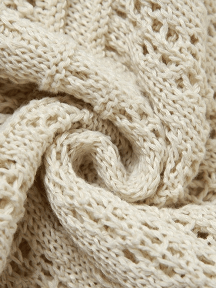 Fringed Crochet Hollow Knit Long Skirt
