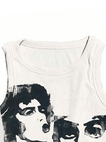 Kurzes Tanktop mit lustigem Gesichtsdruck