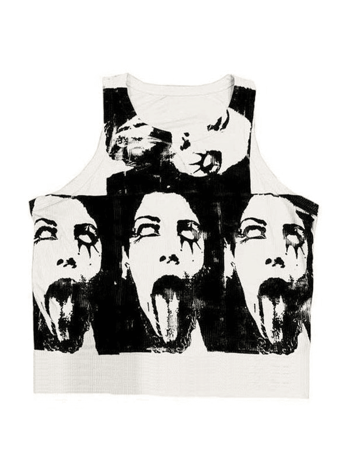 Kurzes Tanktop mit lustigem Gesichtsdruck