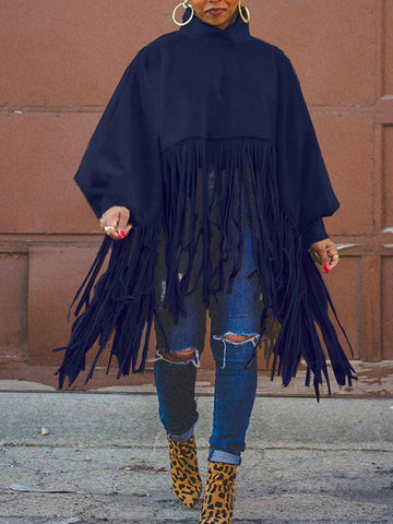 Solid Fringed Suede Top