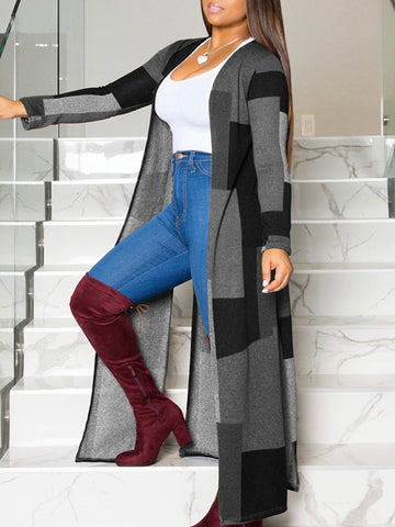 Casual Color Block Cardigan