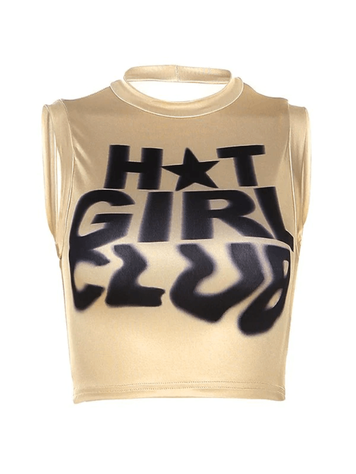 Girl Club Printed Cropped Tank Top