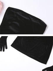 Gloves Puff Sleeve Detail Party Mini Dress