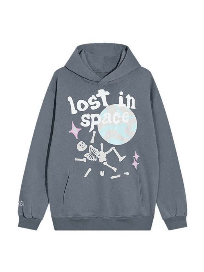 Hoodie mit Graffiti-Buchstaben und Totenkopf-Grafik