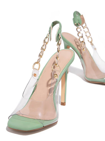 Slingback-Absatz mit transparenter Kette