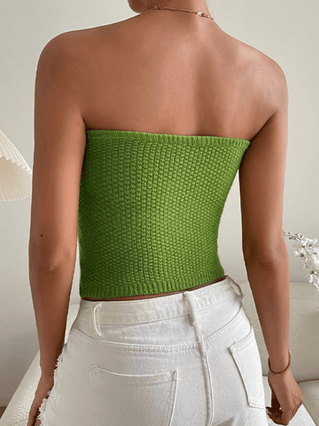 Grünes gestricktes Bandeau-Top