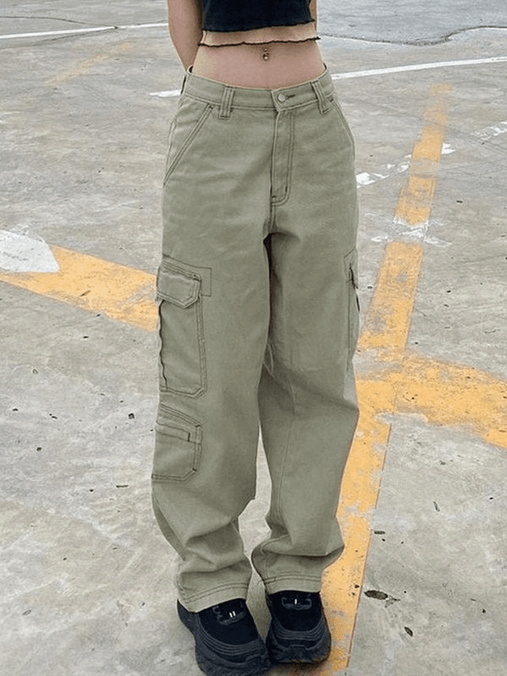 Green Washed Pocket Cargo Jeans
