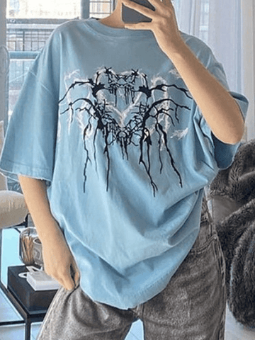 T-Shirt mit Grunge-Herz-Print