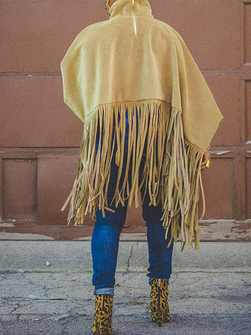 Solid Fringed Suede Top