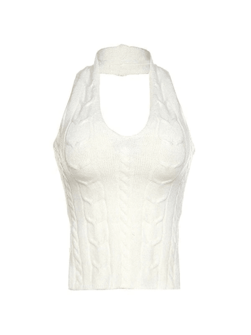 Top de tirantes de punto trenzado con cuello halter