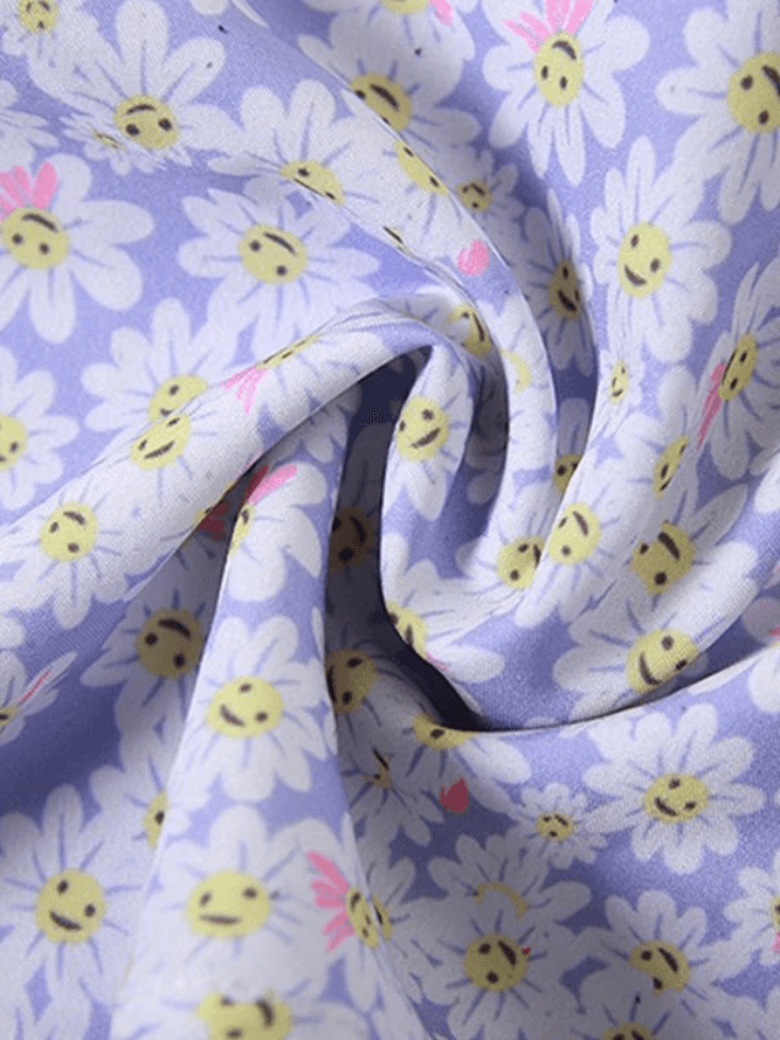 Halter Neck Contrast Color Floral Dress