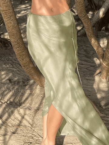 High Slit Satin Maxi Skirt