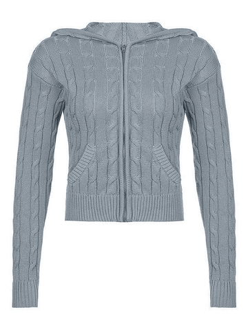 Hooded Cable Knit Cardigan