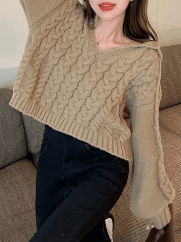 Pullover mit Zopfmuster und Kapuze