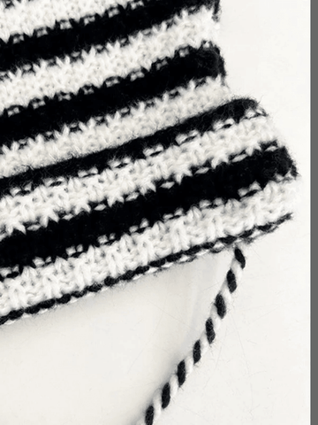 Horn Detail Striped Knitted Hat