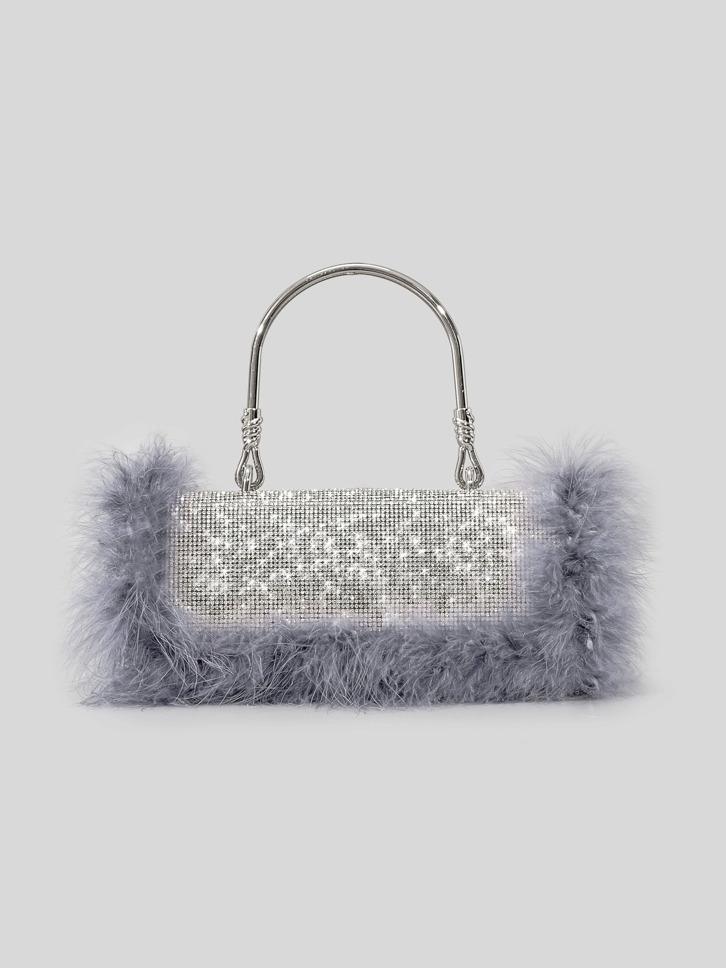 Bolso de mano de noche con diamantes de imitación peludos